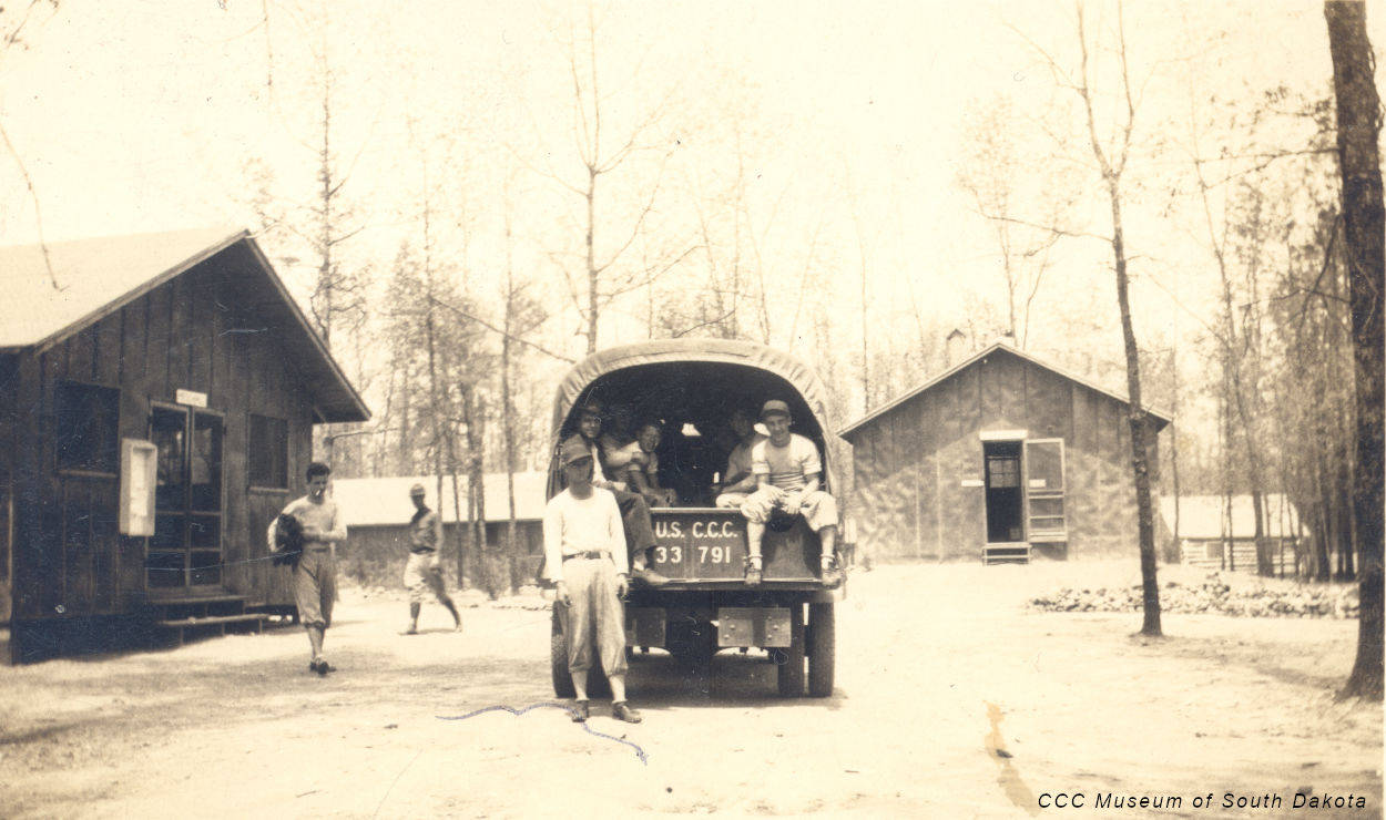 Men and Truck at CCC Camp Lightning Creek