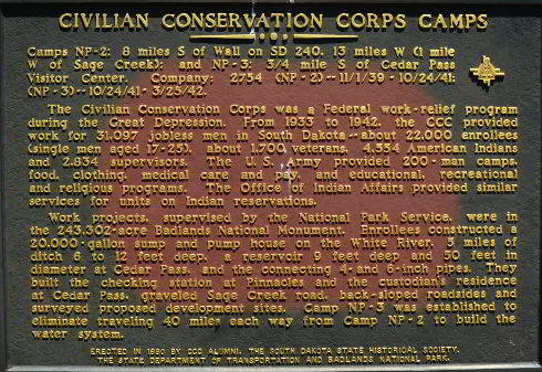 Badlands CCC Camp waypoint sign for Wall Badlands CCC Camp waypoint sign for Wall