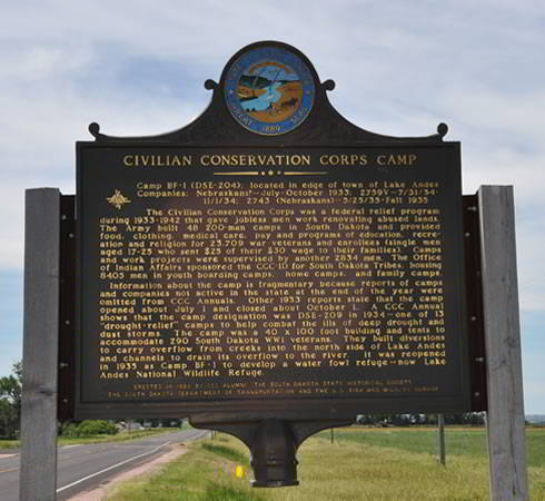 Lake Andes CCC Camp Waypoint Sign Lake Andes CCC Camp Waypoint Sign