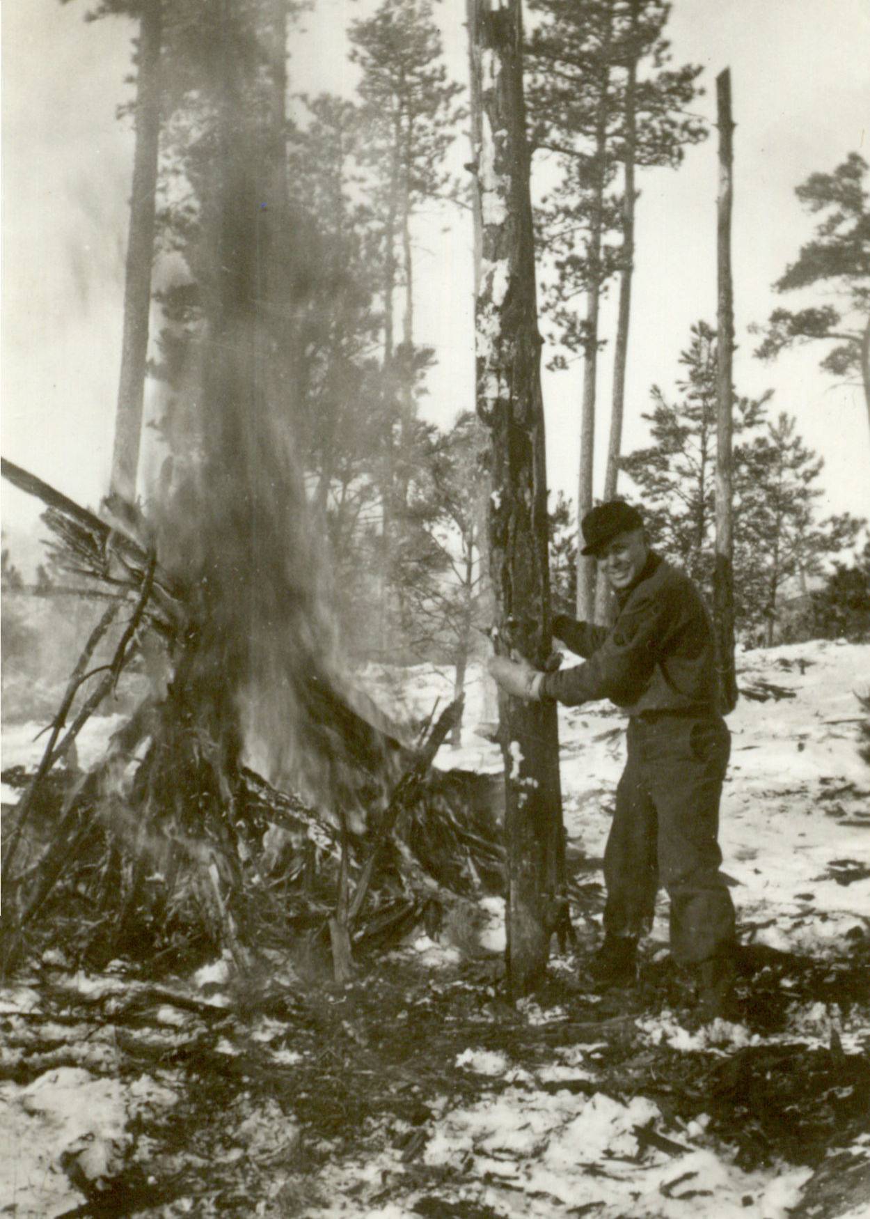 Howard Beachem at the burn pile