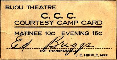 Briggs Bijou courtesy card.. Briggs Bijou courtesy card.