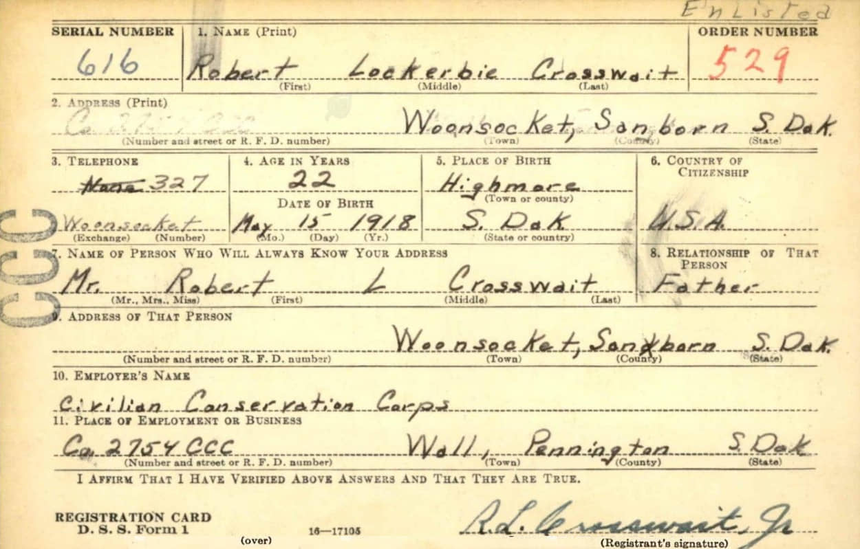 Robert Crosswait Enlistment