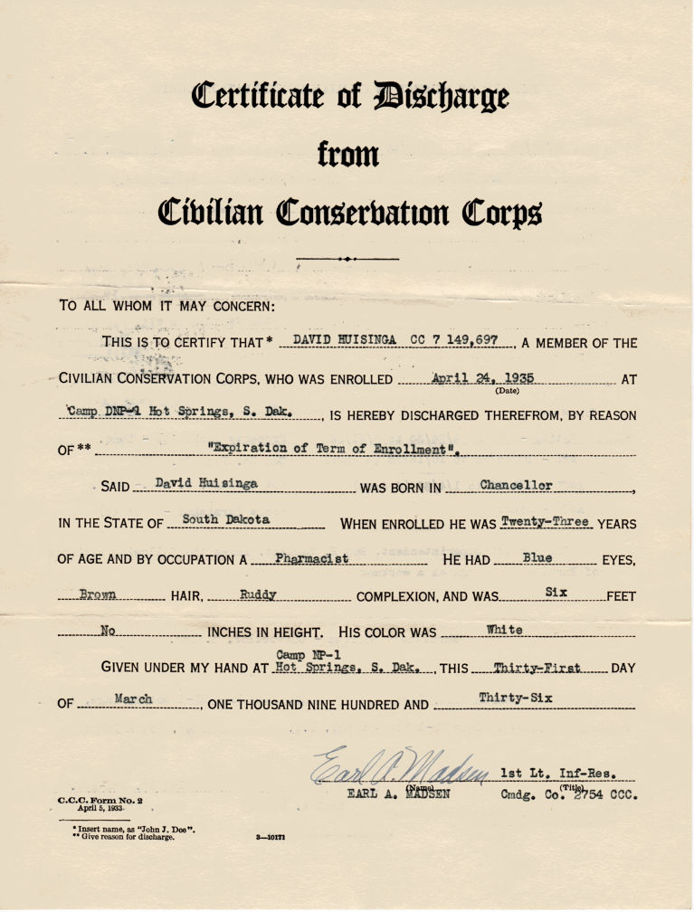 David Huisinga Discharged from CCC David Huisinga Discharged from CCC