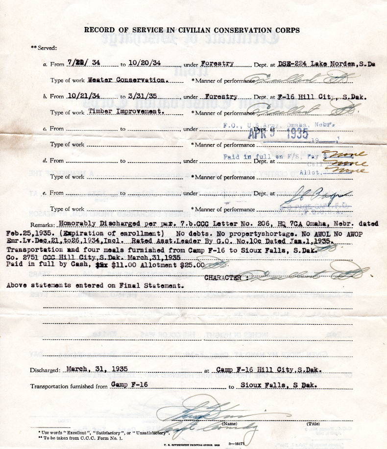 Iver Peterson - Honorable Discharge Iver Peterson - Honorable Discharge