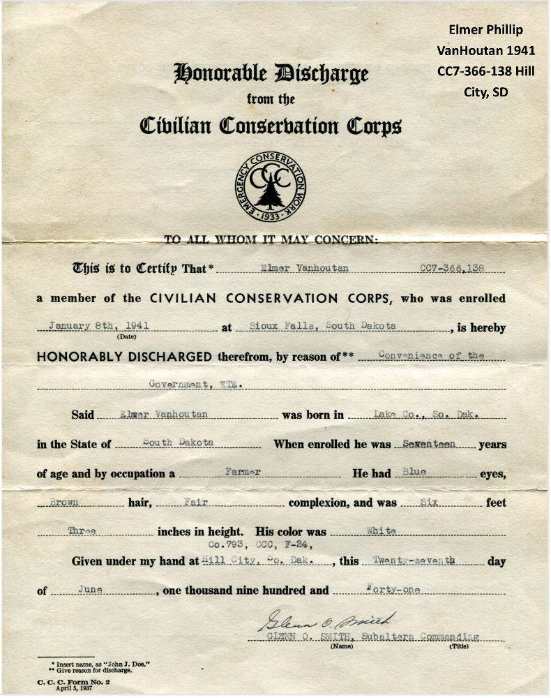 Elmer Phillip VanHoutan - Honorable Discharge Elmer Phillip VanHoutan - Honorable Discharge