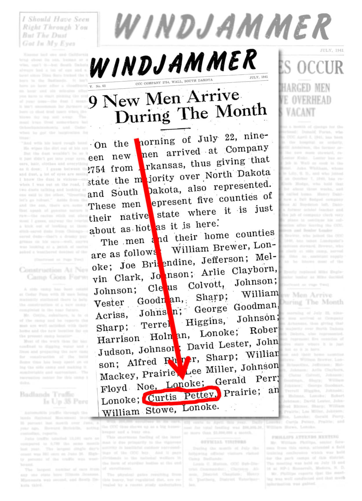 Pettey name in newspaper