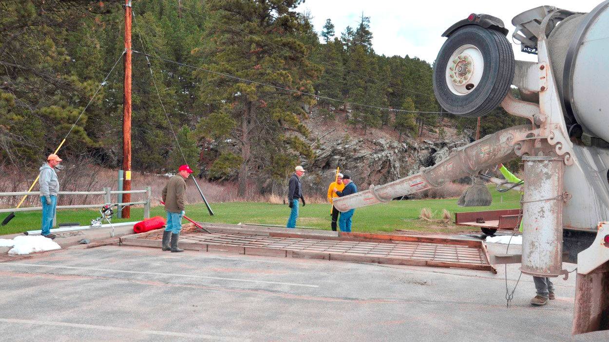 Cement truck arrives