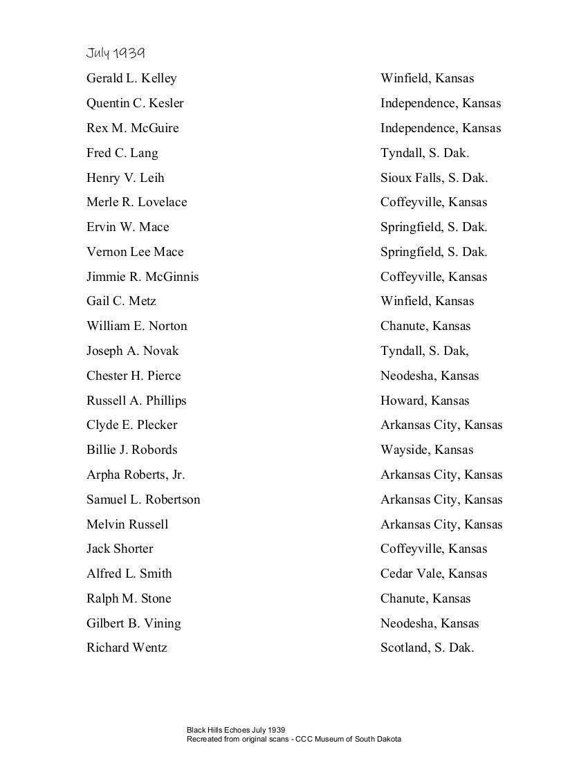 July 1939 Black Hills Echoes