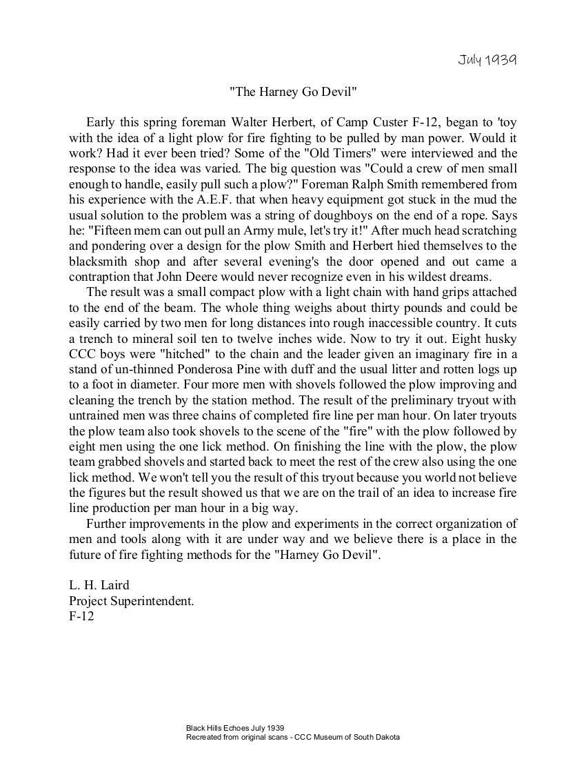 July 1939 Black Hills Echoes