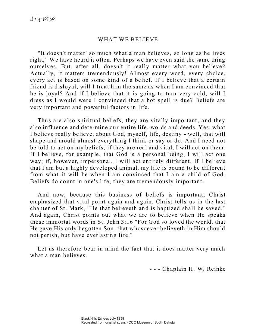 July 1939 Black Hills Echoes