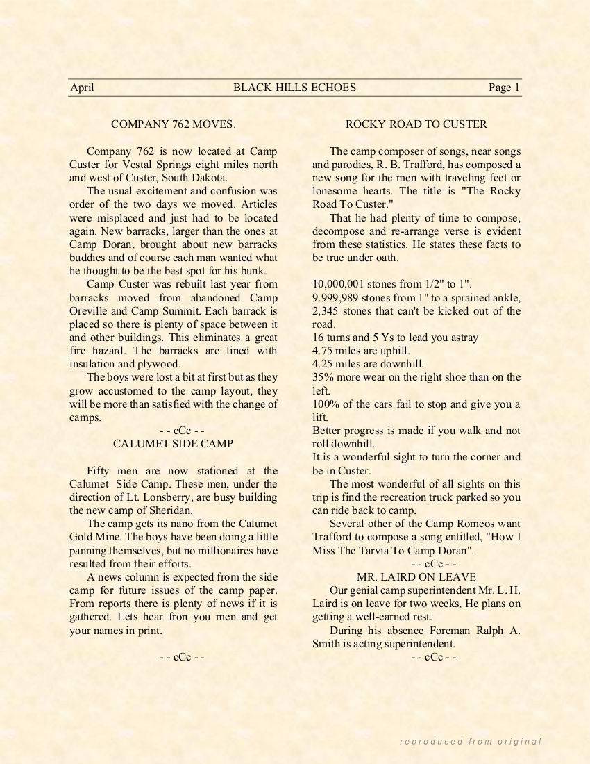 Black Hills Echoes April 1939
