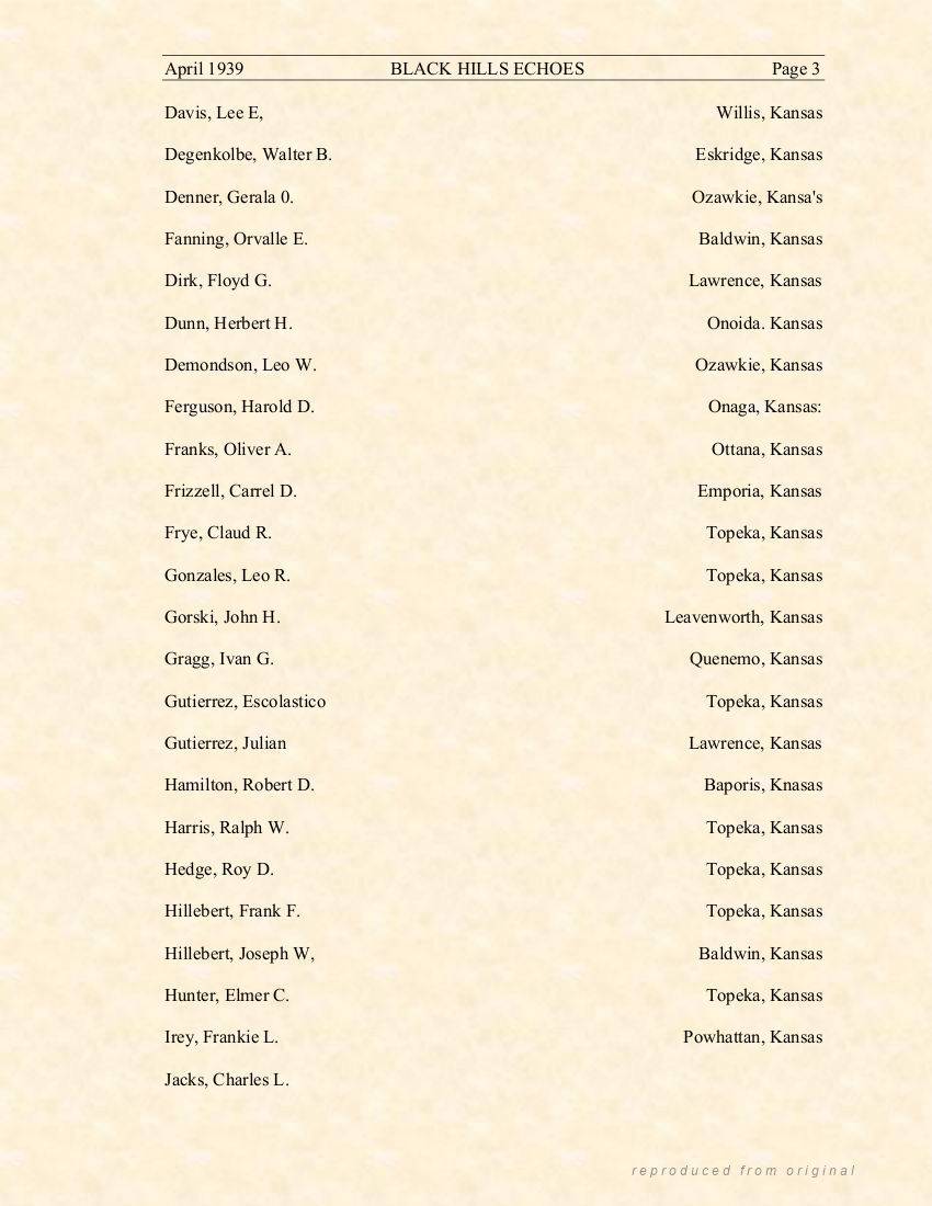 Black Hills Echoes April 1939