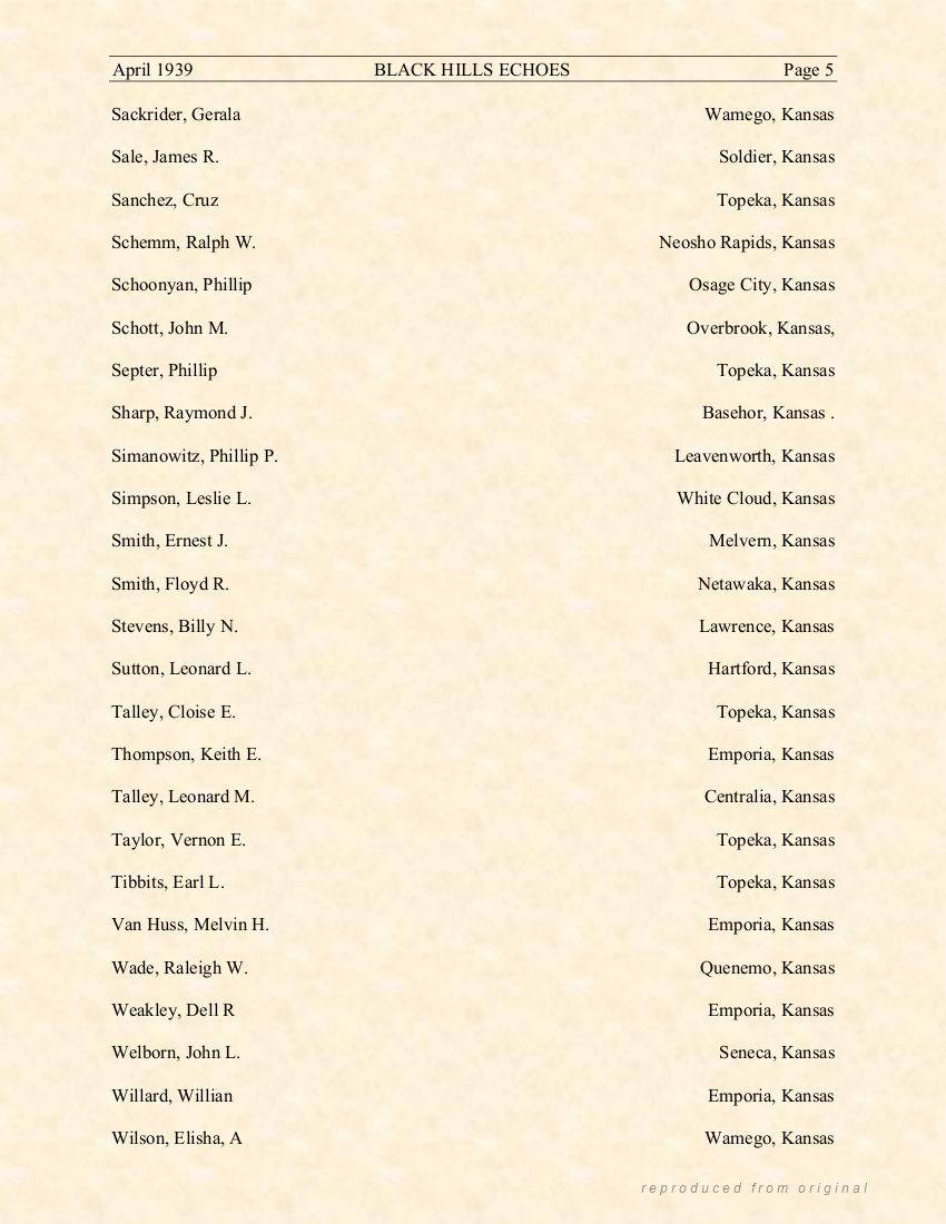 Black Hills Echoes April 1939