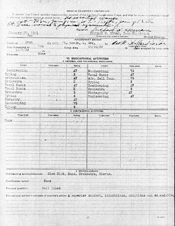 Donald Dale Van Woert in the CCC