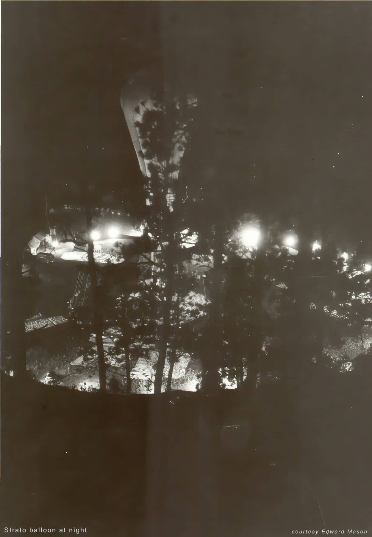 Stratobowl and balloon at night