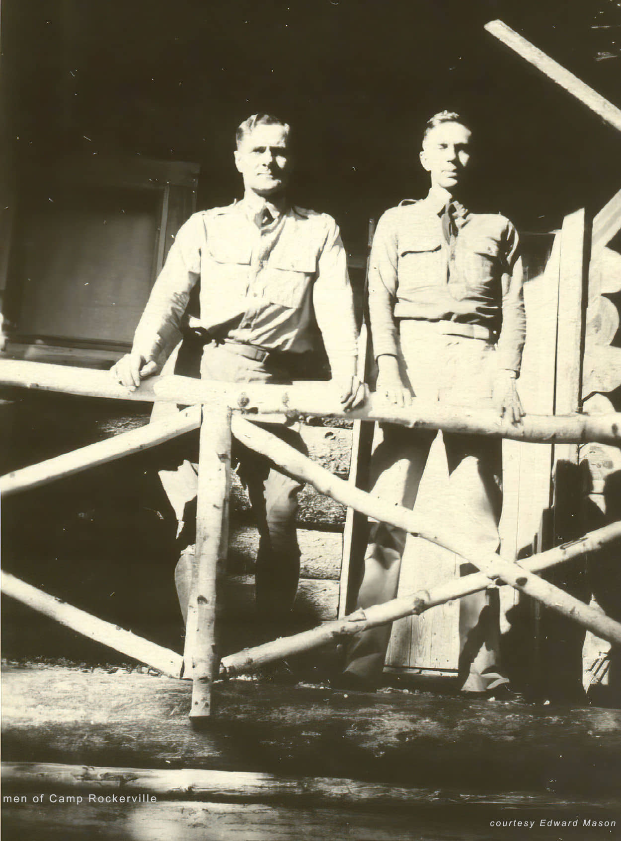 CCC men by railing