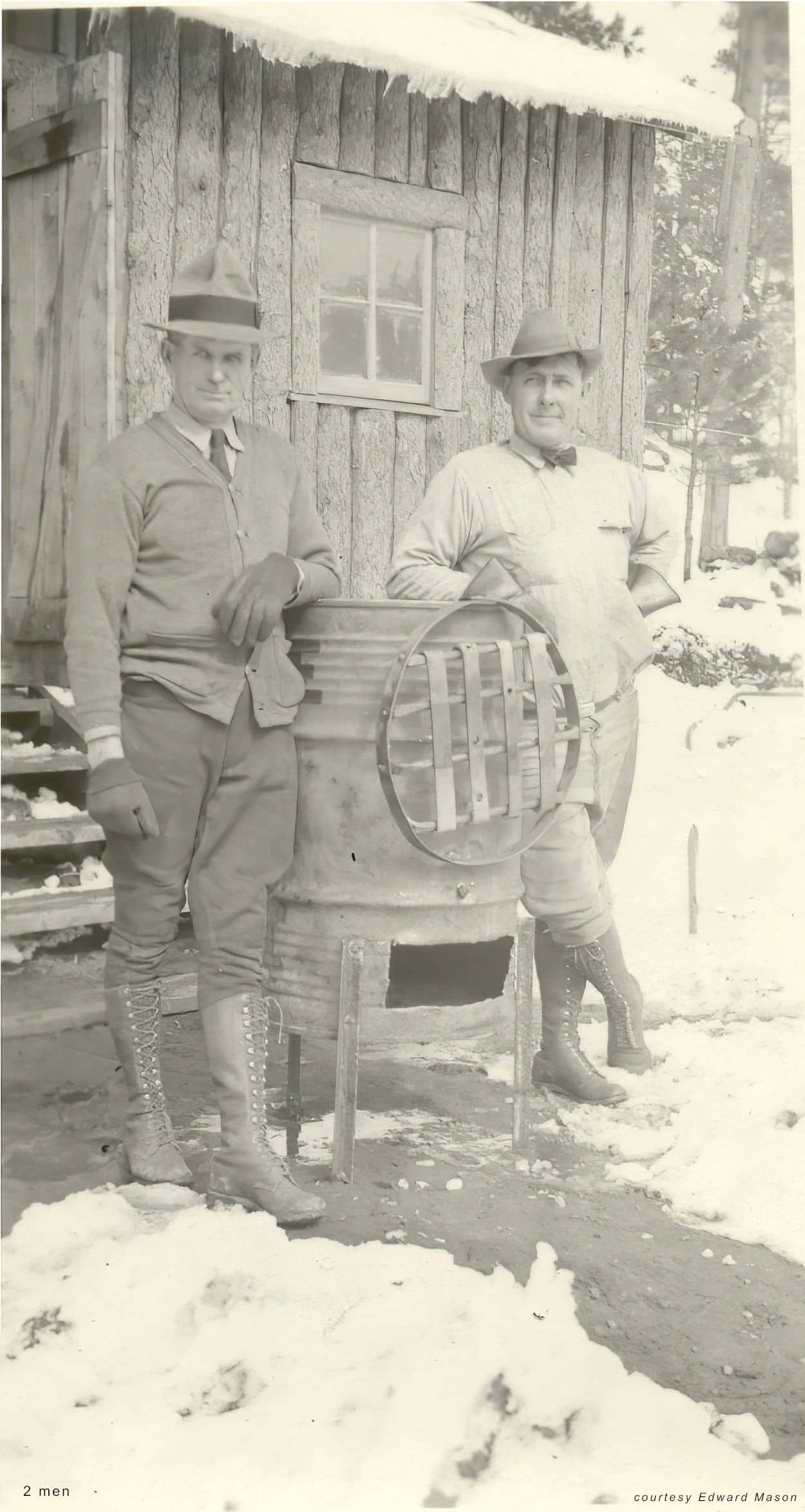 standing by a burn barrel