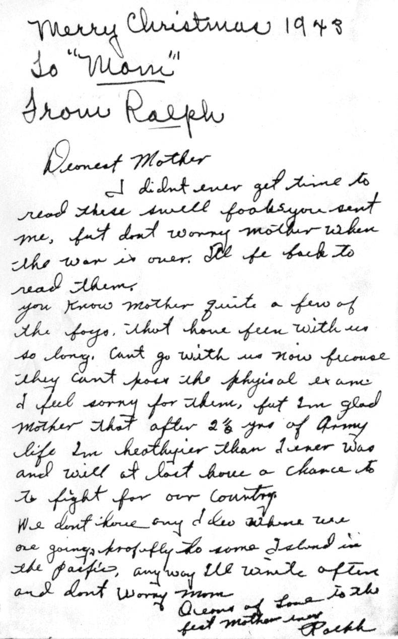 Letter to Mom WWII Letter to Mom WWII