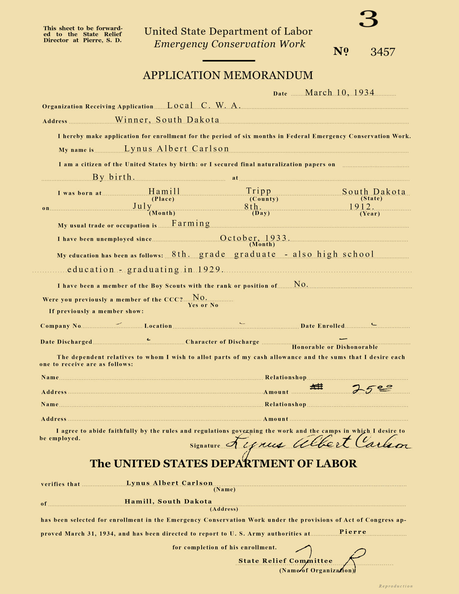 CCC Application Memorandum