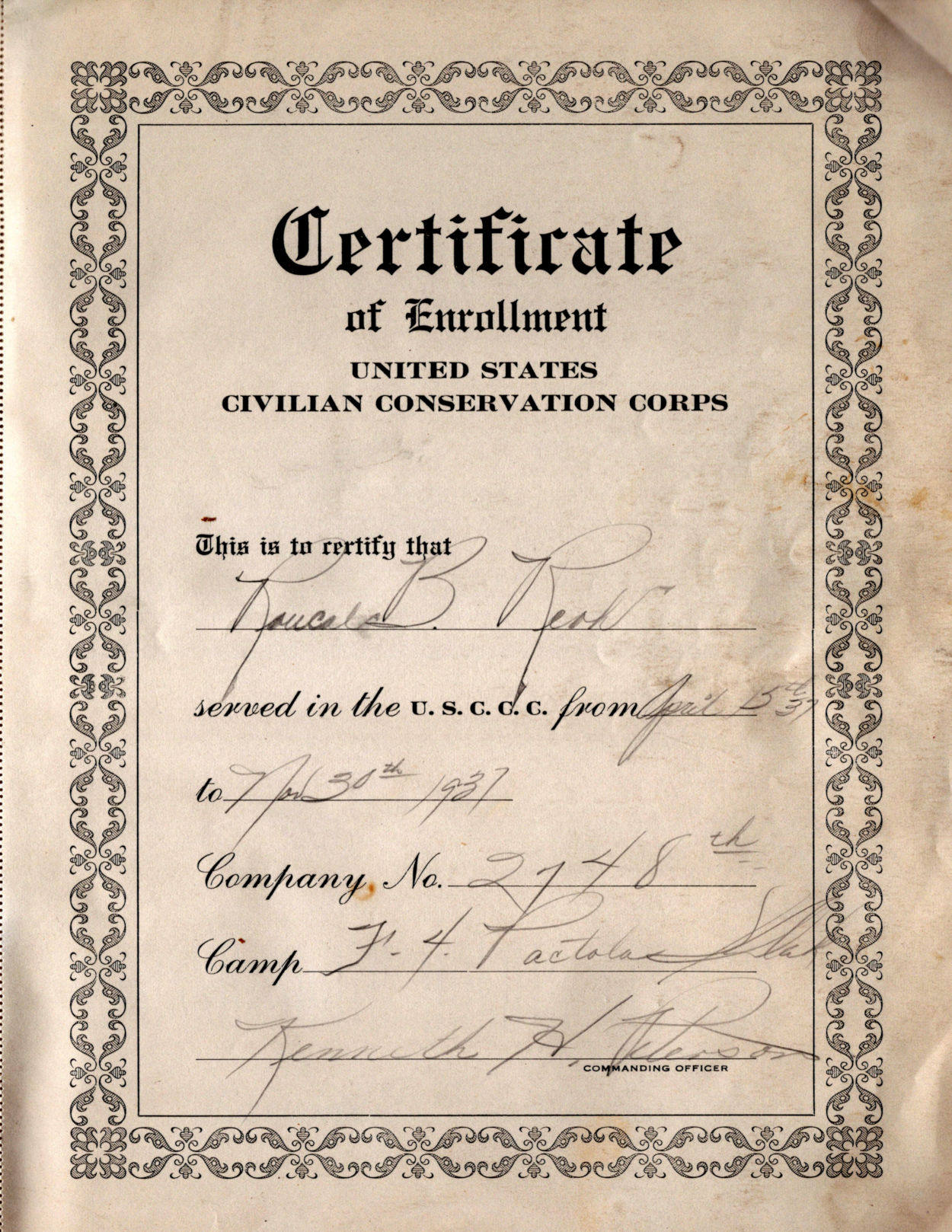 CCC Certificate of Enrollment