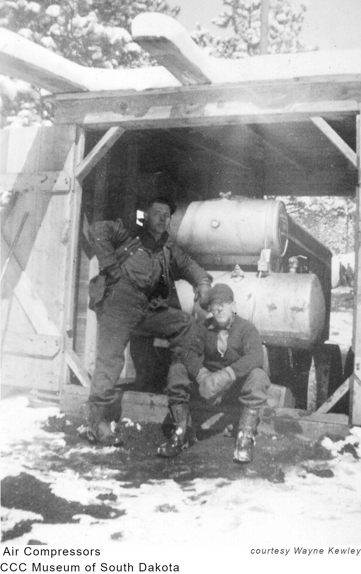 Men and air compressors at CCC Camp