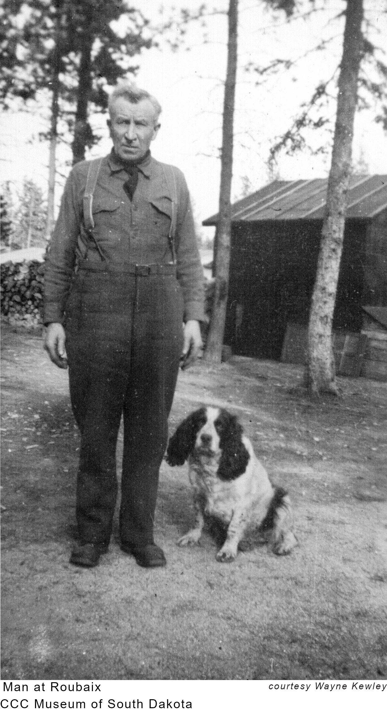 Older CCC Man with Dog