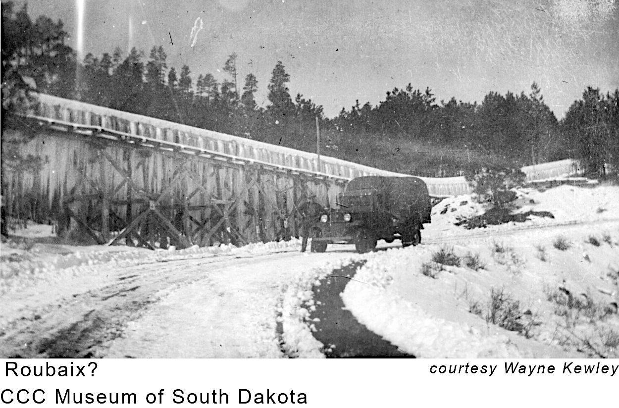 Truck in Winter by Bridge