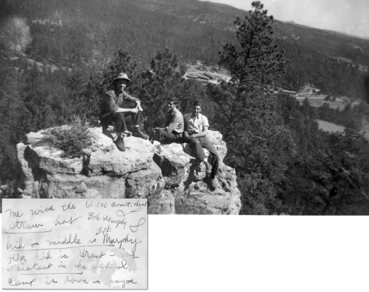 men on rock, Lydell Smith hat, Bob Murphy middle