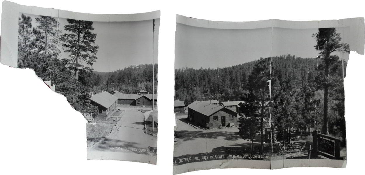 Damaged photo of CCC Camp Lodge