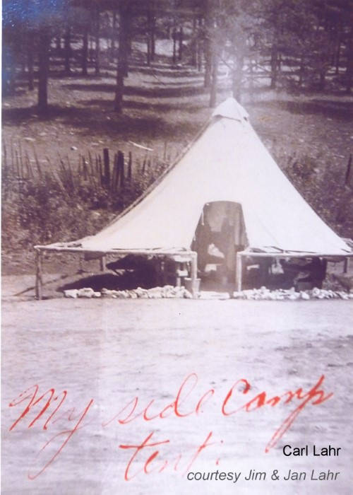 Carl 'Shorty' Lahr side camp tent